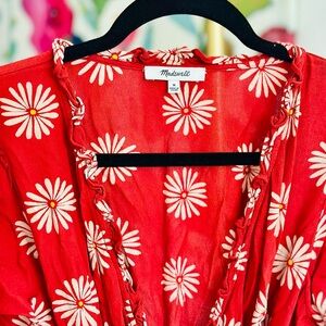 Madewell Ruffle Wrap Midi Dress in Daisy Daydream, Big Daisy Etruscan Clay